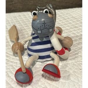 JUMPIE  Hippo Lifeguard Handcrafted Wooden Spring Toy Made In Europe
